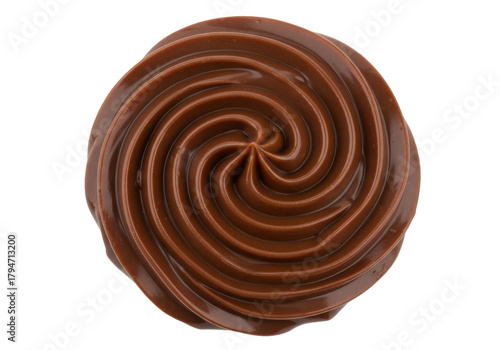 Billede på lærred Swirl of rich chocolate frosting isolated on transparent background, decadent de