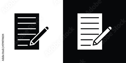 Writing icon, outline vector sign, linear and solid style. vector symbol on white background