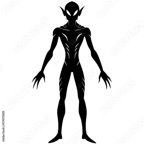 sillhoutte of alien vector illustration