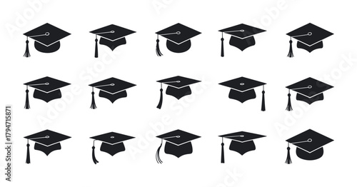 Academic graduation cap icon, vector illustration