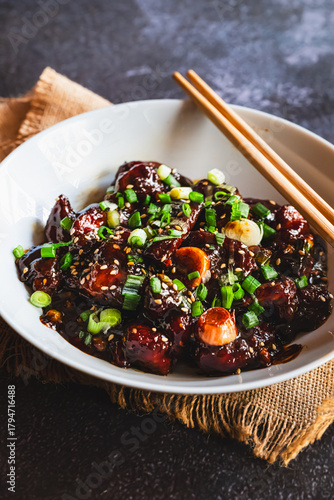 Chilli Mushroom in Dark Soy Sauce | Indo-Chinese Stir Fry | Spicy Mushroom Recipe with Peppers and Thick Asian Sauce
