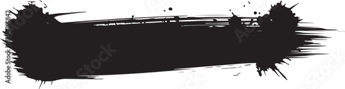 Grunge Hand Drawn Ink Brush Stroke Isolated on White Background. Paintbrush line with rough edges. Stain for backdrops. Freehand doodle line borders. Black splashes