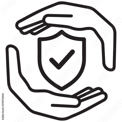 Hands Protecting Shield with Checkmark Security and Assurance Concept.