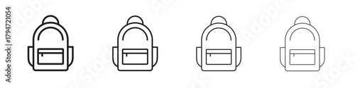 Backpack icon, modern stroke line art logotype graphic design pack