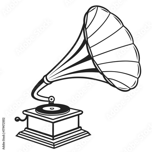 old gramophone isolated on white