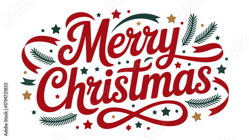 Festive Merry Christmas Greeting: a cheerful holiday message, conveying warmth and joy, adorned with holiday decorations and vibrant colors to celebrate the spirit of the season.
