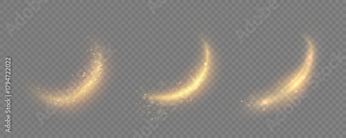 Magic bright highlight with golden glow and sparkling particles on transparent background. Abstract effect for fantasy, game interfaces and festive digital design.	
