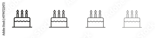 Birthday cake icon, modern stroke line art logotype graphic design pack