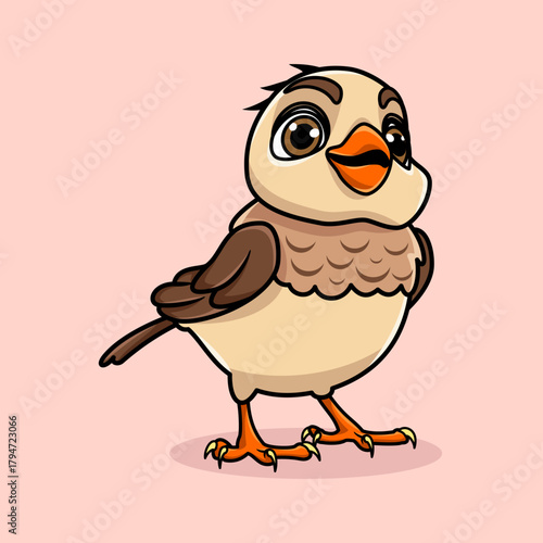 Cute kawaii bird character vector design