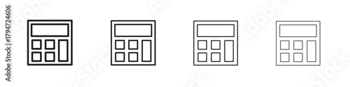 Calculator icon, modern stroke line art logotype graphic design pack