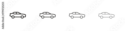 Car icon, modern stroke line art logotype graphic design pack