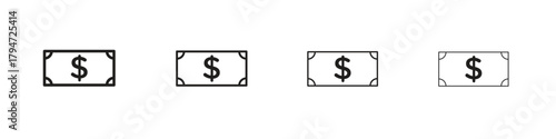 Cash icon, modern stroke line art logotype graphic design pack
