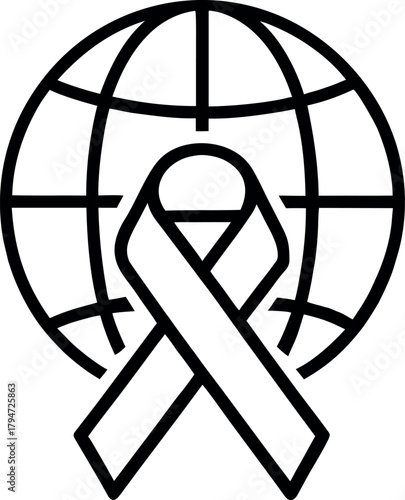 World aids day ribbon world globe awareness support global health message symbol
