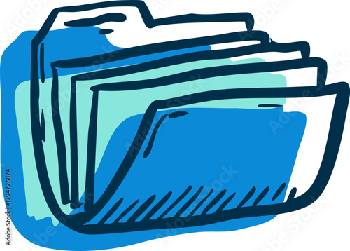 folder document file management icon hand drawn sketch