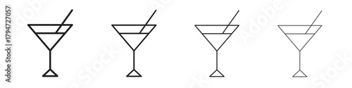 Cocktail icon, modern stroke line art logotype graphic design pack