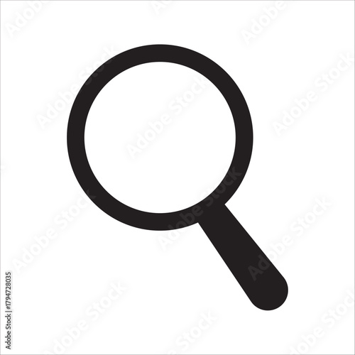 Search icon vector. Glyph symbol magnifying glass on white background