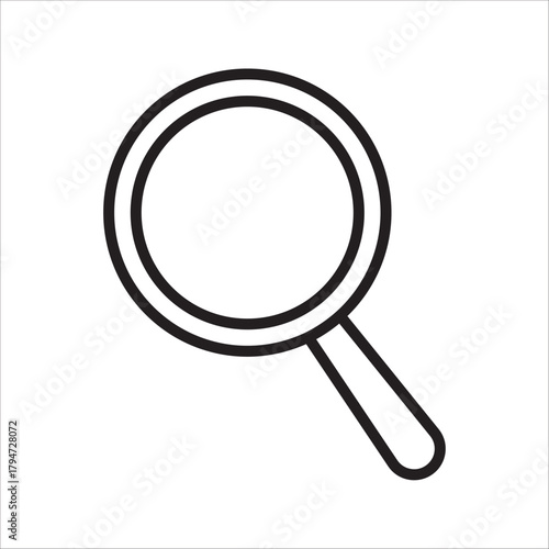 Search icon vector. Glyph symbol magnifying glass on white background