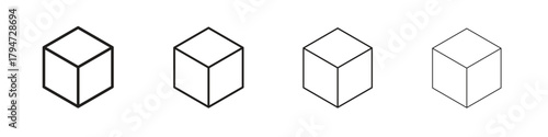 Cube icon, modern stroke line art logotype graphic design pack