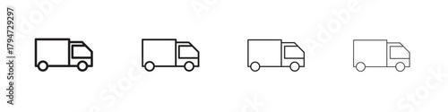 Delivery van icon, modern stroke line art logotype graphic design pack