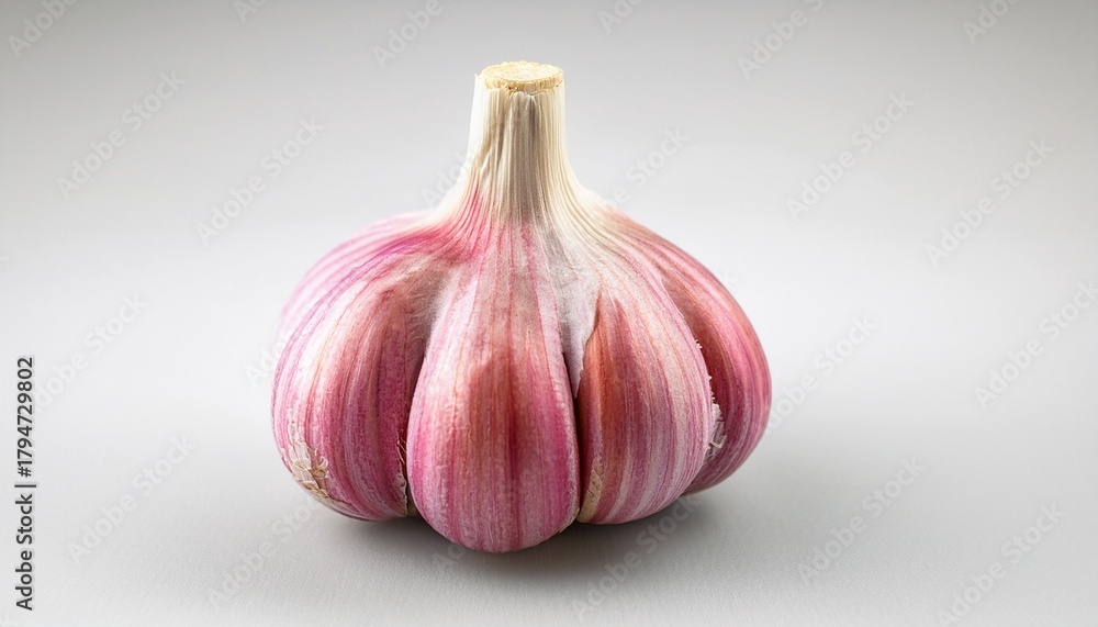 Fototapeta premium Isolated Bulb Of Rosy Garlic A Flavorful Healthful Vegetable Ready For Cooking Preparing