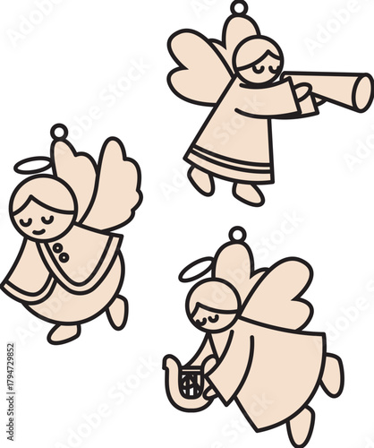 Christmas Angels Ornament Bundle SVG, Laser Cut Files Glowforge Silhouette Cricut, Christmas Tree Hanger, Guardian Angels, Nativity Scene, Farmhouse Holiday Wall Decor