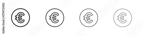 Euro icon, modern stroke line art logotype graphic design pack