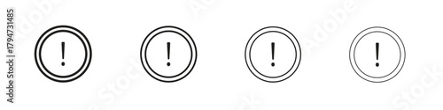 Exclamation button icon, modern stroke line art logotype graphic design pack
