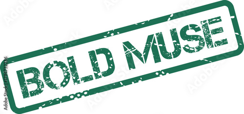 Inspiring Bold Muse green grunge rubber stamp effect representing a powerful source of creative inspiration