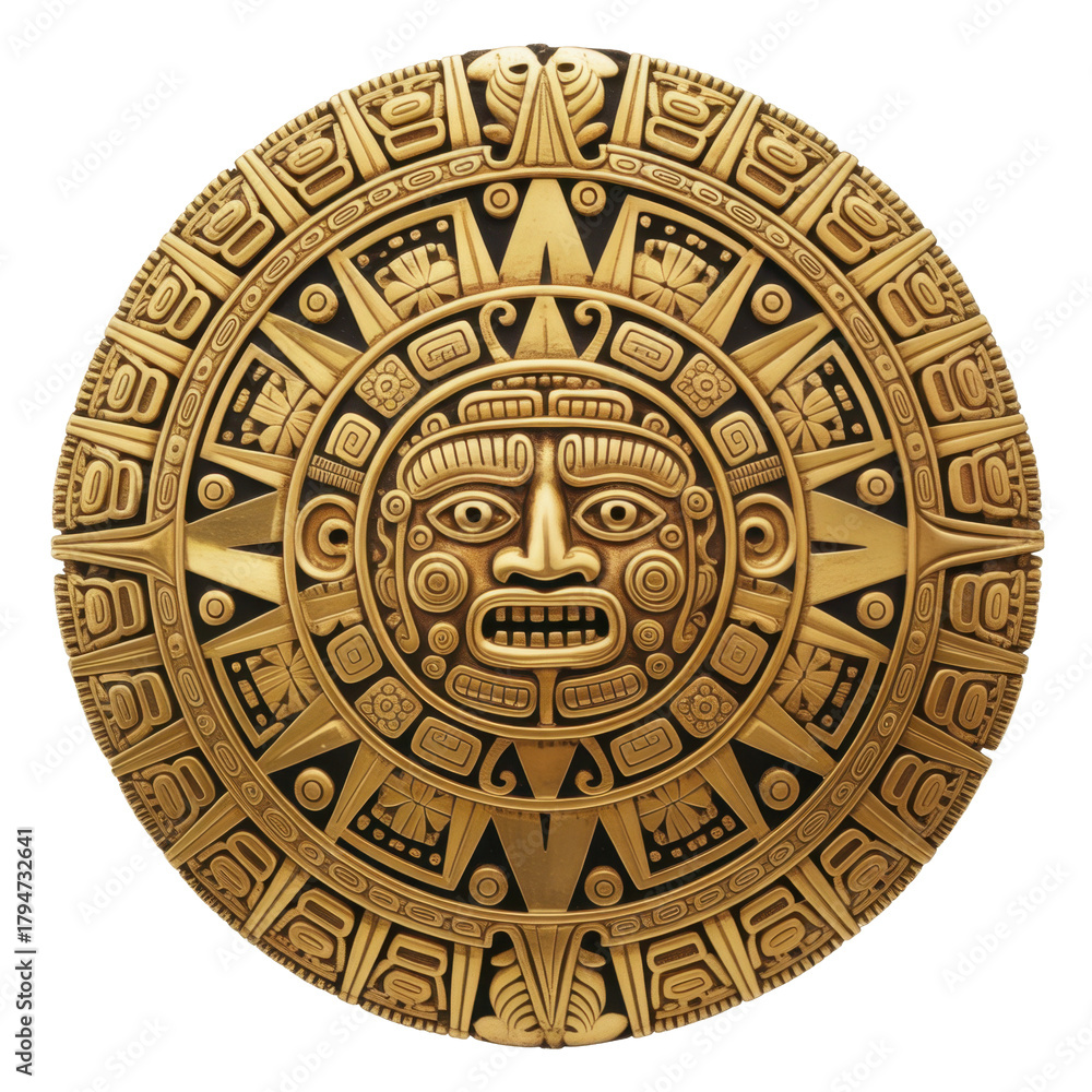 Obraz premium Ancient Gold Ceremonial Disc with Radiating Sunburst