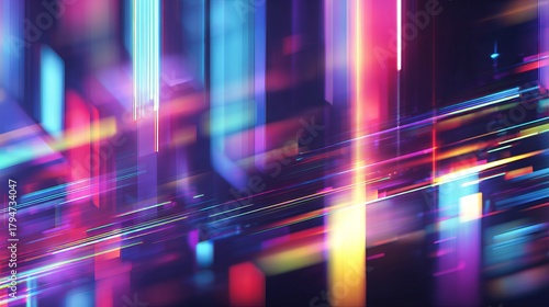 Stunning vibrant light streaks create a dynamic modern background for technology, innovation, and creative projects, perfect for future concepts