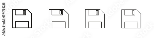 Floppy disk icon, modern stroke line art logotype graphic design pack