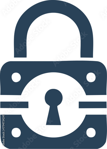 Secured Protection Dark Blue Padlock Icon for Security and Privacy