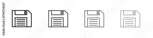 Floppy disk icon, modern stroke line art logotype graphic design pack