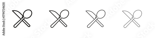 Fork and Knife icon, modern stroke line art logotype graphic design pack