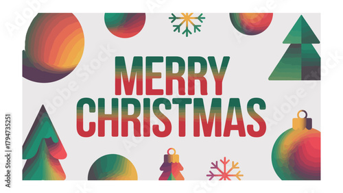 Festive Holiday Graphic: A vibrant and modern Christmas greeting, featuring colorful geometric shapes and seasonal icons, perfect for spreading holiday cheer.