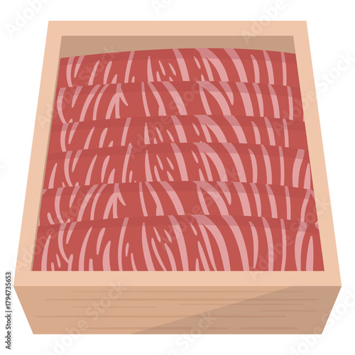 霜降りが美しい松阪牛のすき焼き用スライス肉 高級和牛のイラスト