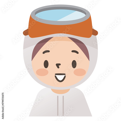 伝統漁法を守る海女（あま）さんのシンプルなベクターイラスト