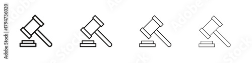 Gavel icon, modern stroke line art logotype graphic design pack
