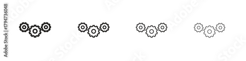 Gears icon, modern stroke line art logotype graphic design pack
