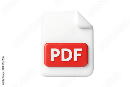 PDF File Document Icon: High-Quality 3D Render of the Portable Document Format Symbol for Digital Archiving and E-documents