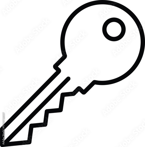 Black Outline Icon of a House Key on White Background door key lock