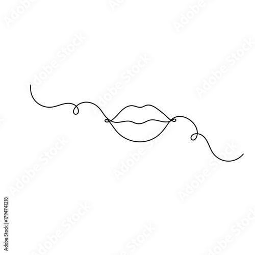 One line minimalist lips kiss vector illustration

