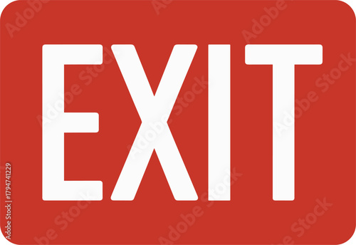 Red Exit Sign with White Text and Rounded Corners vector illustration