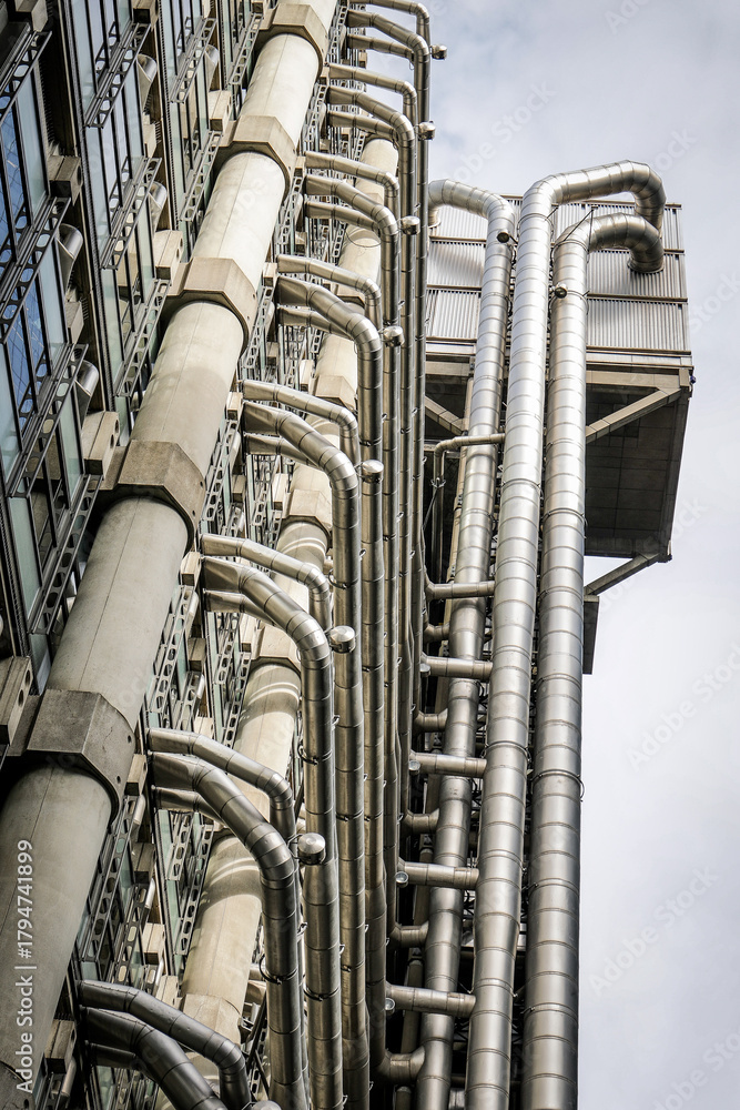 Fototapeta premium Industrial Exterior Pipes and Metal Architecture Detail