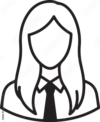 Outline icon of a businesswoman with tie