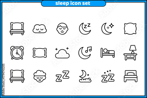 Sleep icons a collection of flat design