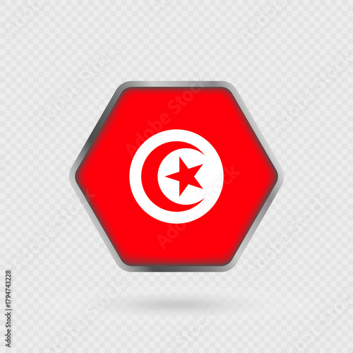 Free Download Tunisia flag in a hexagon frame. - GFXLoad
