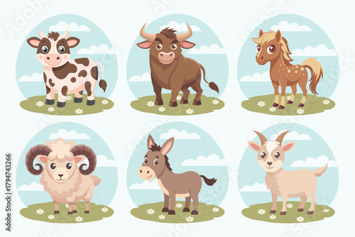 Cute collection of farm animals. 