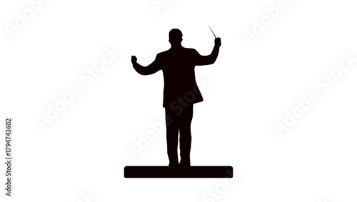 Orchestra conductor, black isolated silhouette