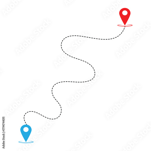 Route location icon isolated on white background. Road location icon. Location map path distance icon. Location vector for web and design. Eps 10